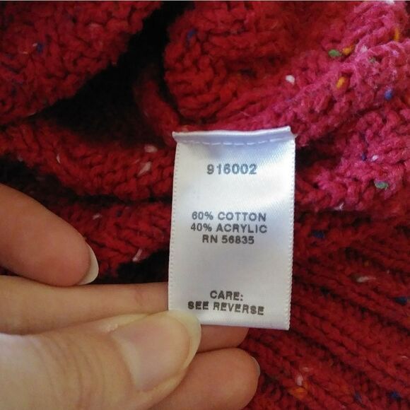 Cabela's Red Multicolor Bobble Knit Vneck Sweater - Picture 5 of 6